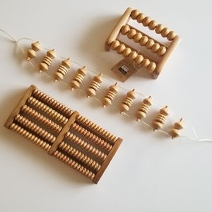 Set of 3 wooden body massagers.